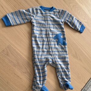 NWOT Carter's Gray and Blue Striped Footie
